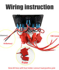 Blue 5 Gang Marine Rocker Switch Panel wiring with fuses and cables for 12V systems and outlets