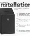 Heavy Duty Metal Donation Box With Slot And Lock For Cash Drops A No Nonsense Solution For Donations Suggestions Or Ballots Pre Drilled For Easy Wall Mounting Includes Two Keys Lightweight Yet Durable Black 10 By 6 By 2 And A Half Inch.