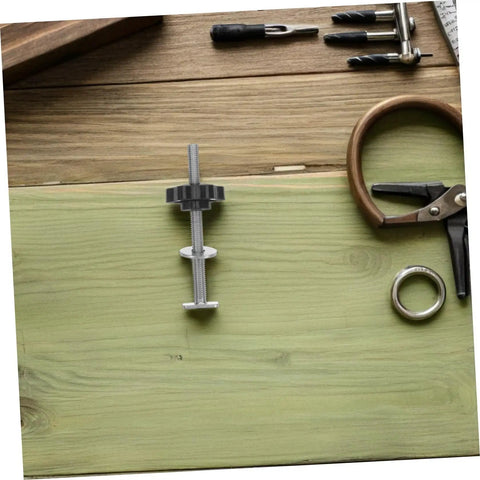 4 Piece T Slot Bolts And Star Handle Knobs With Flat Washers For Woodworking Jig Hardware Adjustable T Track Clamping System on green wood.