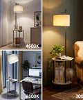 Space Saving Floor Lamp With Built In Round Table And USB Type C And USB A Charging Ports 9W LED Bulb Nightstand