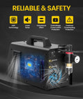 Beast 200A Plasma Cutter Welder Combo 7 In 1 Multi Process Welder showing safety features and gas input connections.