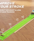 Premium Smart Putting Green Indoor Mat With Putt Counter and Dual Hole Training in home with distance markers
