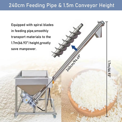Heavy Duty Screw Conveyor Machine With Spiral Feeder And Bucket Conveyor Inclined Type For Powder Materials 1.7m Height