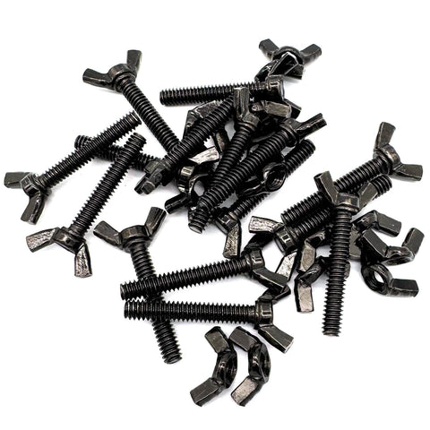 15 Sets 1/4-20 Wing Head Screws Bolts And Wing Nuts Kit With Butterfly Screws, black zinc assortment scattered
