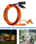 Tough Outdoor Solar Power Cable With Dual DC Connectors 8.0x2.0mm And 7.9x0.9mm For Secure Device Charging, Reliable Energy Transfer, And Protecting Sensitive Electronics During Outdoor Use, orange PVC