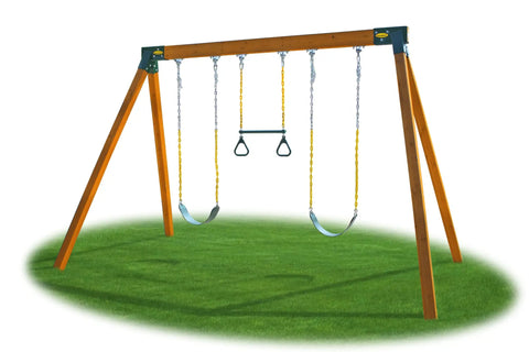 DIY Swing Set Hardware Kit With Easy A-Frame Brackets, Swing Seats, Ring Trapeze Bar, All Assembly Hardware And Clear Instructions, Free-Standing Outdoor Playset For Kids, Wood Not Included