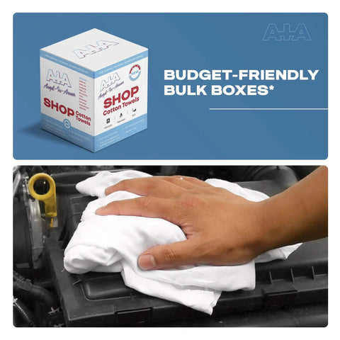 Premium Cotton Shop Towels 250 Count Box 14x14 Lint Free Cleaning Rags For Auto Shop Garage Industrial Use on engine