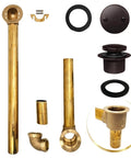 Heavy Duty 17 Gauge Brass Bathtub Drain Assembly Featuring A Tip Toe Drain Closure And Smooth Oil Rubbed Bronze Trim for plumbing details.