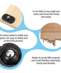 16 Piece Self Adhesive Caster Wheels Set With 360 Degree Swivel, close-up of ABS mini wheels attached under wooden shelf
