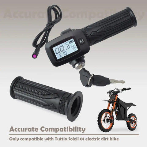 48V Throttle With M Key Button Replacement For Tutti Soleil 01 Electric Dirt Bike, grip with display and key, black