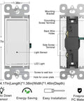 Two Pack Illuminated Light Switch With Led Night Light Paddle Rocker Wall Switch Automatic On Off Sensor Single Pole 15 Amp 120 277 Volt White Finish