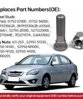 5 Pack Beefed-Up M12x1.5 Wheel Lug Studs And Lug Nuts Kit with vehicle and OE numbers displayed
