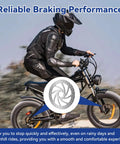 Rider on an e-bike equipped with 180mm Dope Brake Disc Rotor Kit For Q20 Pro H26 Electric Bikes in motion