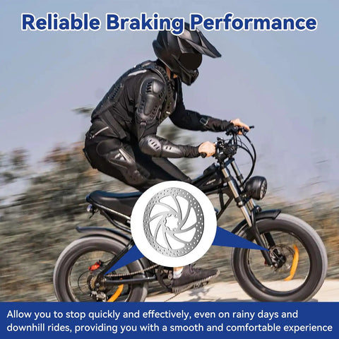 Rider on an e-bike equipped with 180mm Dope Brake Disc Rotor Kit For Q20 Pro H26 Electric Bikes in motion