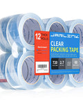 Heavy Duty Packing Tape 12 Roll Set Clear 2.7 Mil Thick 1.88 Inch Wide 60 Yards Per Roll 720 Total Yards Ideal For Shipping Moving And Sealing Ultra Clear Strong Adhesive