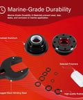 Front Mount Pro Grade Hydraulic Steering Cylinder Seal Kit With Pin Wrench For SeaStar HC5340 shown with components