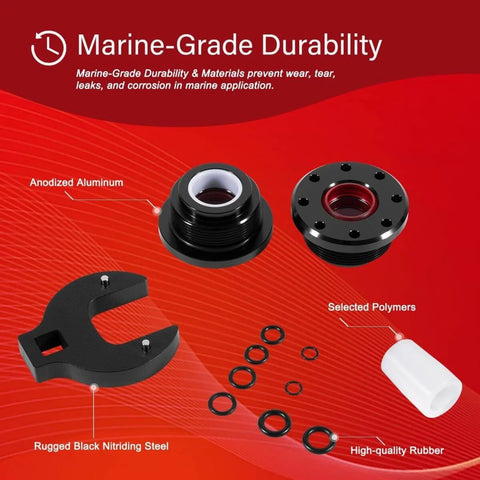 Front Mount Pro Grade Hydraulic Steering Cylinder Seal Kit With Pin Wrench For SeaStar HC5340 shown with components