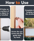 How to use Heavy Duty Eye Hook Screws 0.75 To 1.75 Inches 250 Pcs Nickel Plated Screw Eyes for Picture Frames and DIY Pendants