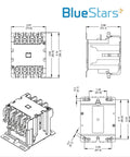 Technical diagram of Ultra Durable Heavy Duty 4 Pole Contactor 40 Amp 120 VAC Coil for relays and HVAC systems by BlueStars