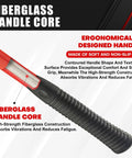 Close-up of fiberglass handle core of 3-Piece Non-Sparking Brass Hammer Set With Jacketed Fiberglass Handles, Includes 16 Oz 24 Oz And 32 Oz Hammers, Non-Marring Surface Safe For Auto Work And Delicate Metal Finishing, Built Tough For Pros.