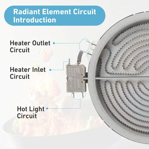Diagram of 8 Inch Surface Element Replacement For GE Appliances Haliant WB30T10136 With Upgraded Temperature Sensor