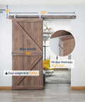 Six Foot Top Mount Stainless Steel Sliding Barn Door Hardware Track Kit For 30 To 36 Inch Wide Single Doors in use
