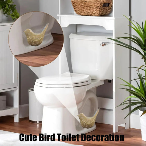 Ceramic Bird Toilet Bolt Covers Decorative Screw Caps fit over bolts, showcasing wood grain design and enhancing bathroom aesthetics.