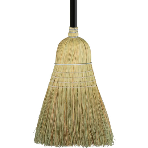 Built Like A Tank For Heavy Duty Warehouse Broom Featuring Yucca Corn Fiber Bristles Bound By Thick Metal Bands for cleaning.