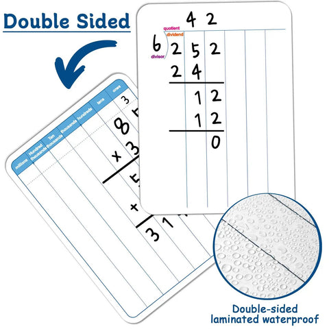 24 Pack Double Sided Whiteboards For Kids Math Practice Multiplication And Division Cardboard Boards Portable Classroom Tools 12 By 9 Inches Kid Friendly Homework Helper For Students And Team Learning In Class