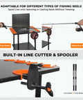 Indoor Fishing Rod Holder Trolley With 3 Tier Shelves And Peg Wall, Built In Line Spooler, Locking Wheels, Mobile Tackle Storage Cart