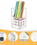Two Tier Upright Cup And Condiment Organizer With Two Compartment Clear Acrylic Cup Dispenser, straw holder visible
