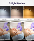 Dual Magnification 7 Inch LED Magnifying Lamp With Dimmable Light And Three Color Temperatures 3000K 4000K 6500K displayed in use