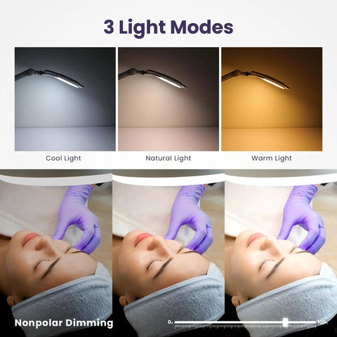 Dual Magnification 7 Inch LED Magnifying Lamp With Dimmable Light And Three Color Temperatures 3000K 4000K 6500K displayed in use