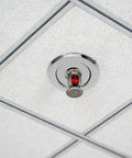 Metal Fire Sprinkler Protector Plates Decorative Escutcheon Ring Covers Recessed Ceiling Two Pack 24 Mm Size installed on ceiling.