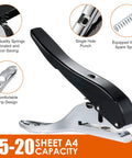 Pro Grade Heavy Duty Single Hole Puncher For Paper Cardboard And PVC Portable Handheld Three Eighths Inch Tool with grip and spare spring