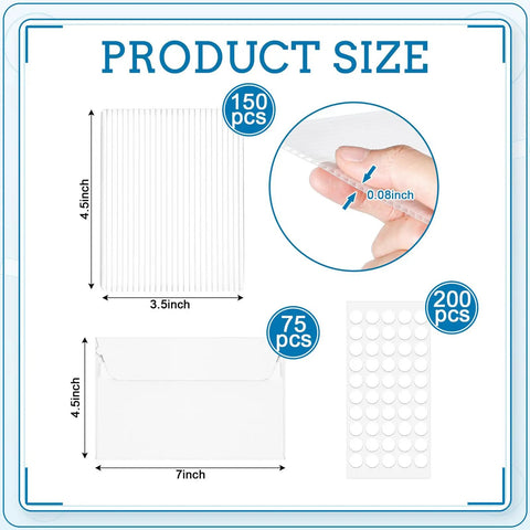 Bulk Card Shipping Kit For Trading Cards And Sports Cards, 425 Pcs Bundle With 150 Card Shields, 75 Envelopes, 200 Tape Seals