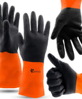 Heavy Duty Chemical Gloves Set Of 2 Pairs With Waterproof Latex Anti Slip Grip For Firm Handling Beefy Industrial Strength