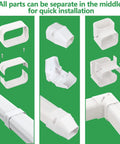 3in 25ft Decorative PVC Line Set Cover Kit showing detachable parts for ductless mini split AC outdoor installation