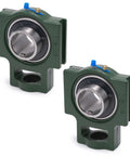 2 Pack UCT208-25 Pillow Block Take-Up Mounted Ball Bearings with 1-9/16 In Bore, heavy-duty cast iron base, self-aligning chrome steel