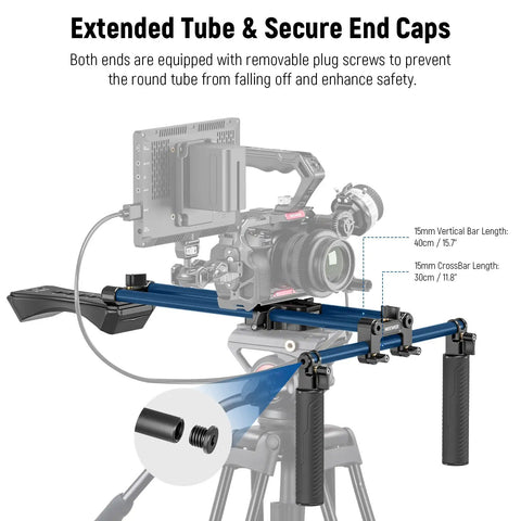 On The Go Shoulder Rig Kit With 16 Inch 15mm Rod System Pro Level Camera Stabilizer for DSLR and Camcorder with extended tube setup