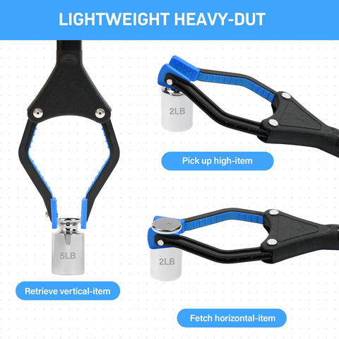 32 Inch Foldable Reacher Grabber Tool With Magnetic Tip For Seniors And Disabled Extra Strong Grip Super Handy For Easy Clean Up And Litter Pick Up Post Surgery Recovery Aid Blue