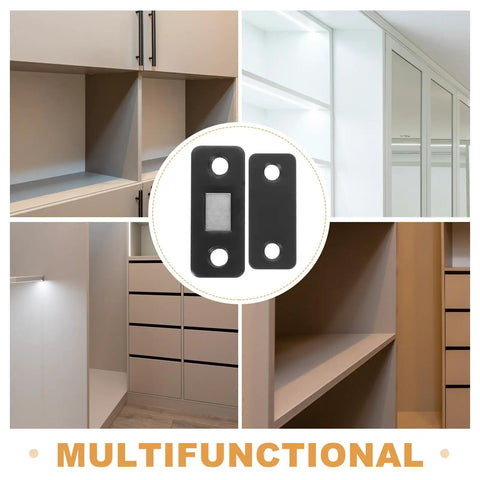 Ultra Thin Black Magnetic Cabinet Door Catch Latches 12 Pack Stainless Steel Furniture Magnets For Closets