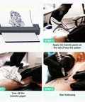 Using Inkless Wireless Tattoo Transfer Printer With Bluetooth And Usb C Hookup For Crisp A4 Stencils Battery Powered Portability.
