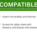 Compatibility notice for Replacement Wood Screw M5.0-2.3x40 Full Thread With 4mm Hex Recess for Furniture Part 106551.