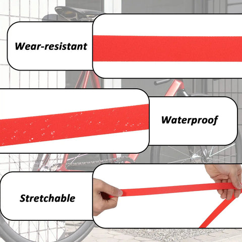 Close-up of 2 Pack 26 Inch 18mm PVC Rim Tape and Tire Liner for Mountain and Road Bikes showing wear-resistant, waterproof features.
