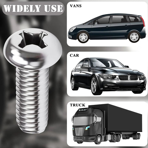 Badass Skull Design Stainless Steel License Plate Screw Kit with M6 1.0 x 16mm Phillips Pan Head Bolts, fits cars, trucks, vans
