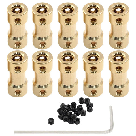 Brass Shaft Couplings 5mm To 5mm, 10 Pack, with screws and wrench for motors and RC gear