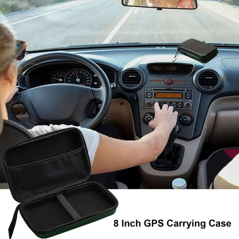 Badass Heavy Duty Eight Inch GPS Carrying Case That Is Fully Waterproof And Extra Shockproof with interior view in car.