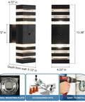 Dusk To Dawn Sensor Outdoor Wall Light Up Down Exterior Fixture Waterproof Black Aluminum Housing for front porch patio or garage uses two E26 bulbs weather resistant no fuss