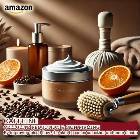 Straight Up Caffeine Powder For Homemade Skincare Creations And DIY Beauty Fixes That Hits Different On Tackling Cellulite Firming Skin And Boosting Circulation In Natural Bath And Body Blends Legit Raw Ingredient in a wellness setting with coffee beans and orange.